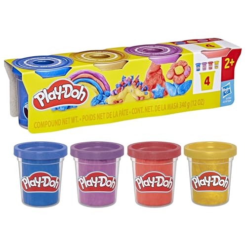 Play-Doh 4er-Pack Schimmerglanzknete – kreatives Knet-Set mit glitzernder Knete für fantasievolles Spielen von Play-Doh