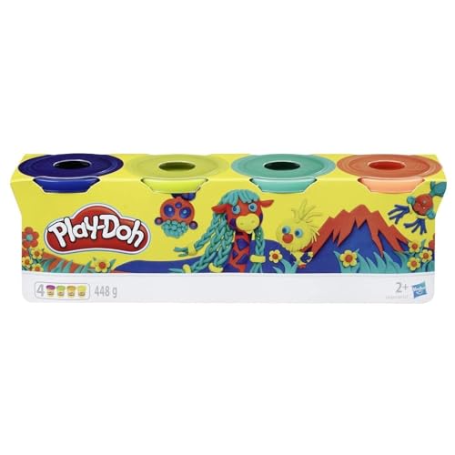 Play-Doh Wild 4er Set, 4 x 112g Dosen Modelliermasse in besonderen Farben, Bastel-Set ideal als Erweiterung zu anderen Sets, kreatives für Kinder ab 3 Jahren von Hasbro Play-Doh