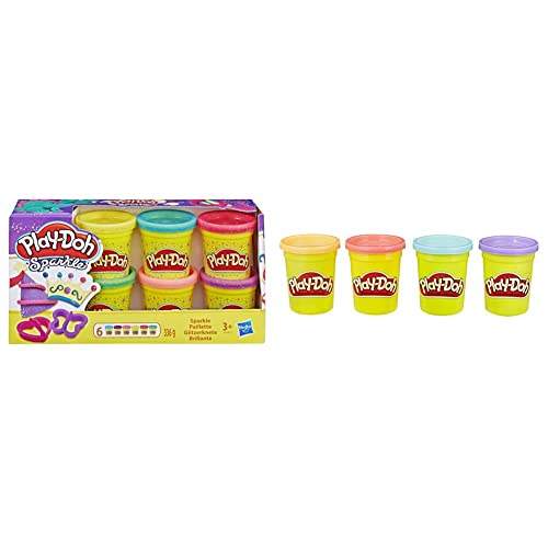 Play-Doh A5417EU8 Glitzerknete für fantasievolles und kreatives Spielen, Multicolor & 4er-Pack Sweet, tolle Farben für Kinder ab 2 Jahren, 112g-Dosen, Knete für fantasievolles und kreatives Spielen von Play-Doh