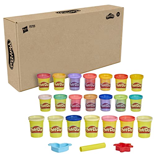 Play-Doh Bunt und Fröhlich Vielfalt Pack mit 21 Dosen, darunter Glitzerknete und Schimmerglanzknete, für Kinder ab 3 Jahren (Amazon Exclusive), F5735, Multi von Play-Doh