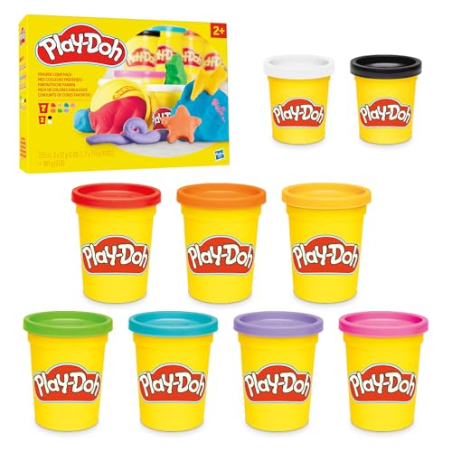 Play-Doh Fantastische Farben mit 9 Dosen (7 Standardgrößen, 2 kleine Dosen), zum Kneten & Spielen ab 3 Jahren, fördert die Feinmotorik, für Kinder von Play-Doh