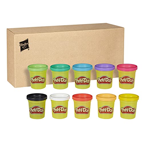 Play-Doh Rainbow Pack 10 x 56g Dosen, Bastel-Set mit hochwertiger Knetmasse in 8 fröhlichen Farben, fördert die Feinmotorik und das Gestalten, kreatives für Kinder ab 2 Jahren von Play-Doh