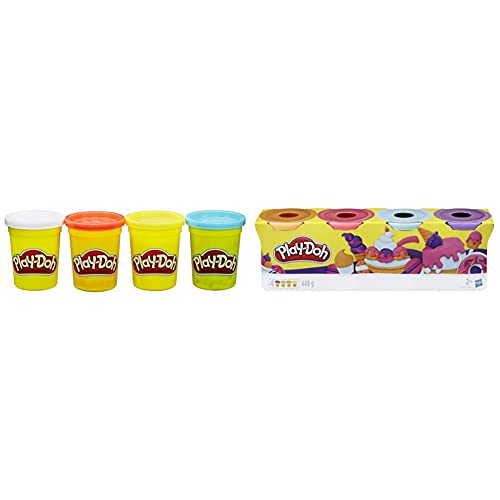 Play-Doh Hasbro B6508EL2-4er Pack Grundfarben Knete, für fantasievolles und kreatives Spielen & 4erPack Sweet, tolle Farben für Kinder ab 2 Jahren, 112gDosen (pink, hellblau, Hellorange, lila) von Play-Doh