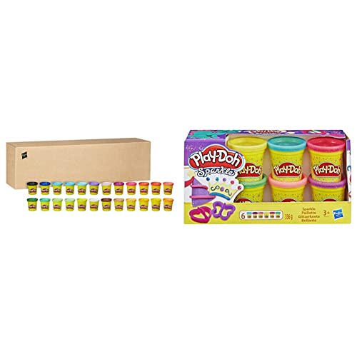 Play-Doh Hasbro Farbenset 24er Pack Knete, für fantasievolles und kreatives Spielen & A5417EU8 Glitzerknete für fantasievolles und kreatives Spielen, Multicolor von Play-Doh