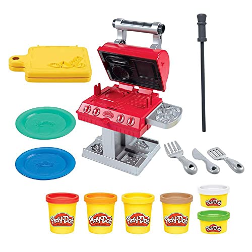 Play-Doh Kitchen Creations Grillstation Spielset für Kinder ab 3 Jahren mit 6 Farben und 7 Zubehörteilen, Mehrfarbig von Play-Doh