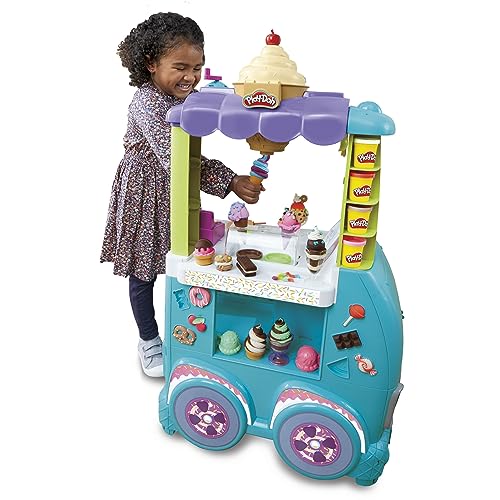 Play-Doh Kitchen Creations Großer Eiswagen, Spielset mit 27 Accessoires, 12 Dosen und realistischen Geräuschen,3 Years+ von Play-Doh