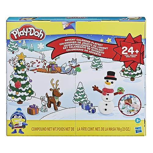 Play-Doh Adventskalender für Kinder ab 3 Jahren mit mehr als 24 Überraschungen, Spielmatten und 24 Play-Doh Dosen in sortierten Farben, F2377 von Play-Doh