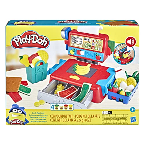 Play-Doh Supermarkt-Kasse Spielzeug für Kinder ab 3 Jahren mit lustigen Geräuschen, Zubehör und 4 Farben von Play-Doh