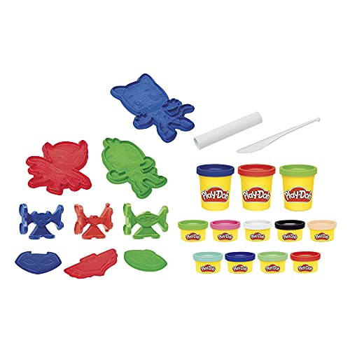 Play-Doh PJ Masks Helden-Knetset, kreatives Spielzeug für Kinder ab 3 Jahren mit 12 Dosen Spielknete von Play-Doh