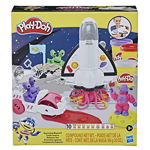 Play-Doh Raketen-Set mit Mondfahrzeug, 8 Weltraum-Accessoires und 10 Farben von Play-Doh