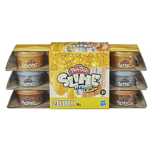 Play-Doh Slime Gold Kollektion HydroGlitz 12er-Pack mit flüssigen Farben, für Kinder ab 3 Jahren, 28g-Dosen von Play-Doh