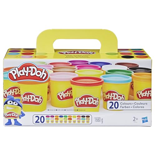 Play-Doh Super Colour Set mit 20 Dosen Modelliermasse (insgesamt 1,6 kg), Bastelset zum gemeinsamen Spielen oder als kreatives, für Kinder ab 3 Jahren von Hasbro Play-Doh