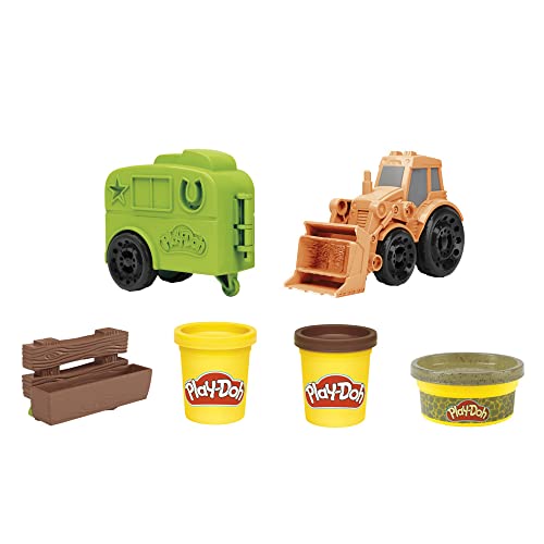 Play-Doh Wheels Traktor und Pferdeanhänger, Spielset für Kinder ab 3 Jahren mit 3 Dosen Play-Doh von Play-Doh