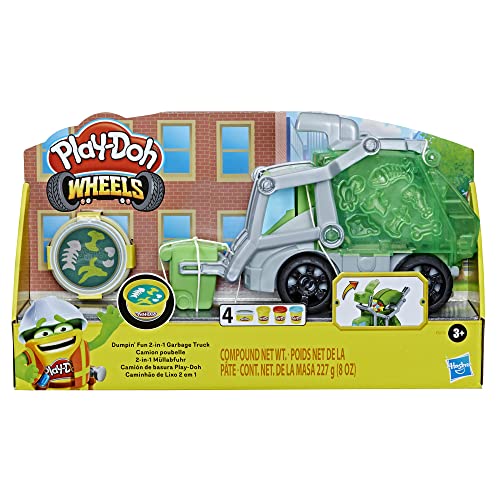 Play-Doh Wheels 2-in-1 Müllabfuhr mit Müllknete und 3 Dosen, Multi von Play-Doh