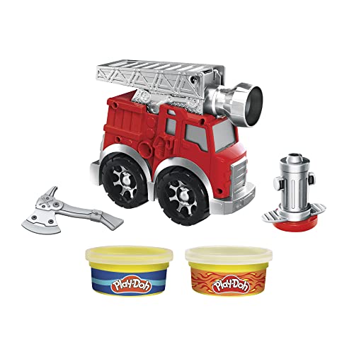 Play-Doh Wheels Kleine Feuerwehr, Spielset mit 2 Dosen, Wasser- und Feuerfarben, Feuerwehrauto für Kinder ab 3 Jahren, F0649 von Play-Doh