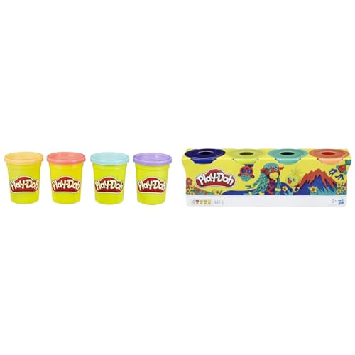 PlayDoh 4erPack Sweet, tolle Farben für Kinder ab 2 Jahren & 4er Pack WILD, Knete für fantasievolles und kreatives Spielen E4867ES0 Mehrfarbig von Play-Doh