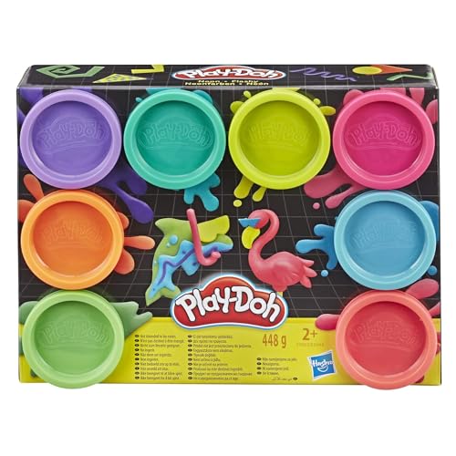 Play-Doh mit Spielknete in Neonfarben, Knete für fantasievolles und kreatives Spielen, Mehrfarbig, Mittel - 8 erPack von Play-Doh