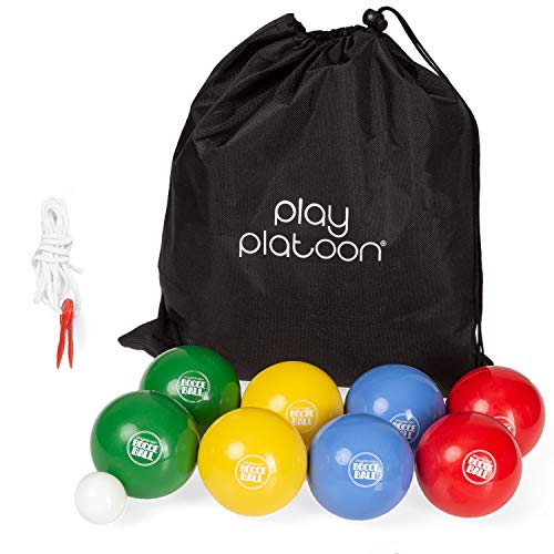 Play Platoon Strand-Boccia-Set, 84 mm, mit 8 weichen Boccia-Bällen, Pallino, Tragetasche & Messseil – Rasen-Spiel für 2 bis 8 Personen Play Platoon Strand-Boccia-Set, 84 mm, mit 8 weichen Boccia-Bällen, Pallino, Tragetasche & Messseil – Rasen-Spiel für 2 bis 8 Personen von Play Platoon