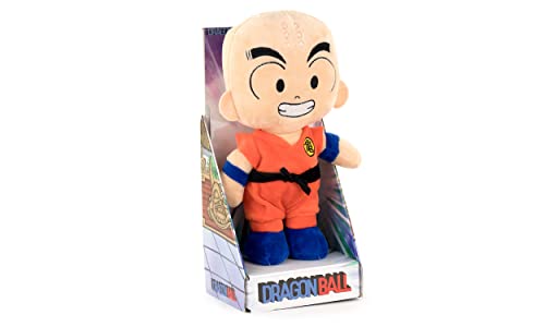Dragon Ball Charakter Kuscheltier 28cm - Goku, Muten Roshi, Krillin, Puar - Super Soft Qualität (28cm mit Display, Krillin) von Play by Play