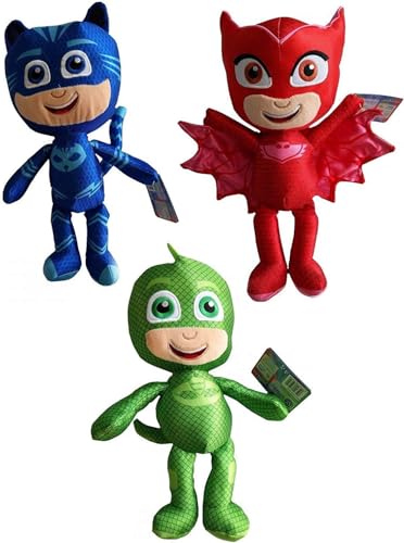 PJ Masks Pyjamahelden Komplettset mit 3 Plüsch Figuren Catboy Eulette Gecko, Höhe 22 cm von Play by Play