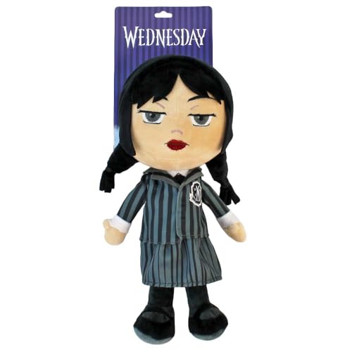 Play by Play Wednesday Puppe Kuscheltier – ca. 32 cm – detailreich mit gestickten Details & Outfit – weiche Figur zum Sammeln & Spielen – Geschenkidee für Fans & Kinder (Wednesday Uniform) von Play by Play
