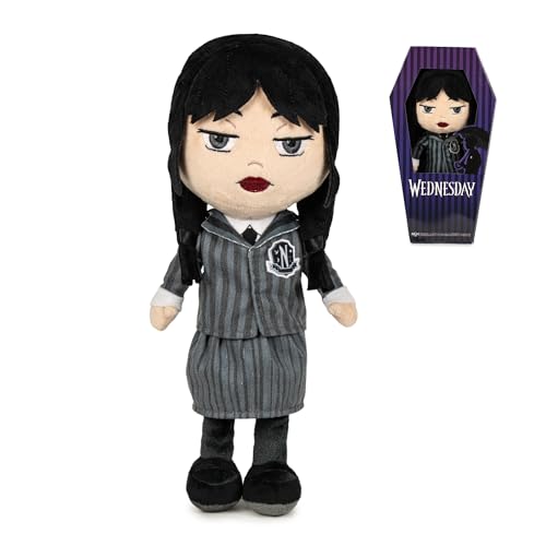 Plüschtier Mittwoch WeDNESDAY Addams Division Schule Nevermore Academy in Box in Sargform - Höhe 32 cm von Famosa softies