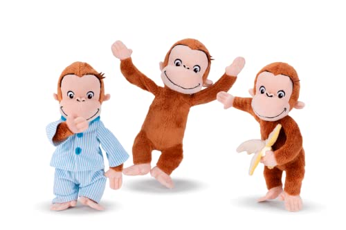 Set mit 3 Plüschtieren, neugierig, wie George, neugierig, Affe, Banane, Schlafanzug, Höhe ca. 25 cm von Play by Play
