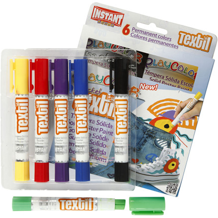Playcolor Stoffmalstifte, L 14 cm, Sortierte Farben, 5 g, 6 Stk/ 1 Pck von PlayColor®