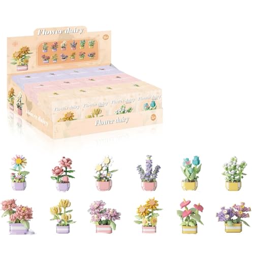 12 Mini Blumentopf Pflanze Bausteine Bausatz, 4538 Teile Sukkulenten Bonsai Klemmbausteine Sammelmodell, Desktop Haus Dekoration, Geschenke für Erwachsene und Jungen Mädchen von PlayExquizen