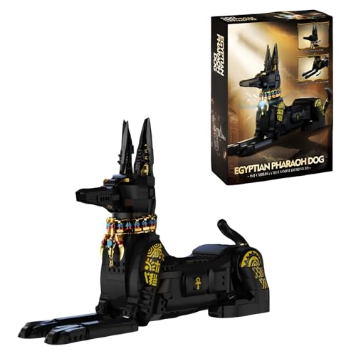Ägyptischer Pharao-Hund Baustein Bausatz, 1208 Teile Ägyptischer Pharao-Hund Tier Klemmbausteine Spielzeug, Büro Heim Dekoration Sammlerstück, Geschenk für Erwachsene und Kinder von PlayExquizen