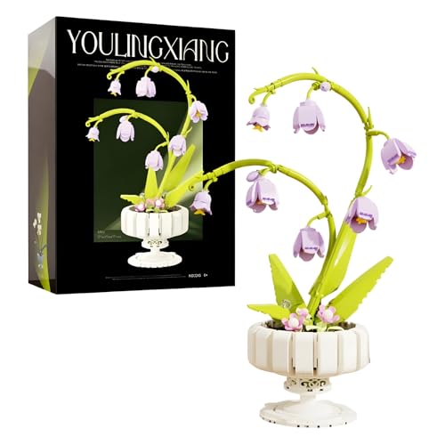 Maiglöckchen Baustein Bausatz, 682 Teile Künstliche Blumen Pflanzen Baustein Spielzeug, Botanische Klemmbausteine Modell, Heim Küche Desktop Dekoration, Geschenke für Erwachsene und Kinder von PlayExquizen
