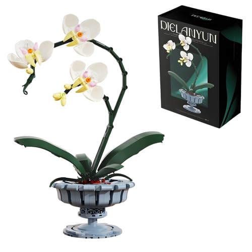 Phalaenopsis Baustein Bausatz, 682 Teile Künstliche Blumen Pflanzen Baustein Spielzeug, Botanische Klemmbausteine Modell, Heim Küche Desktop Dekoration, Geschenke für Erwachsene und Kinder von PlayExquizen