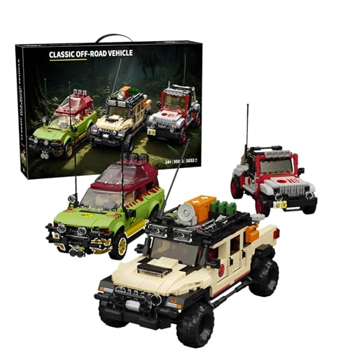 PlayExquizen 3 Teile Geländewagen Bausteine Bausatz, 1632 Teile Geländewagen Klemmbausteine ​​für Erwachsene, Auto Spielzeug Modell, Desktop Büro Heim Dekoration, Geschenk für Erwachsene und Kinder von PlayExquizen