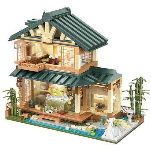 PlayExquizen Bären Japanisches Haus Baustein Bausatz, 1099 Teile Modularität Kreativ Straßenansicht Haus Baustein Architektur Spielzeug, Büro Heim Dekoration, Geschenk für Erwachseneund Kinder von PlayExquizen