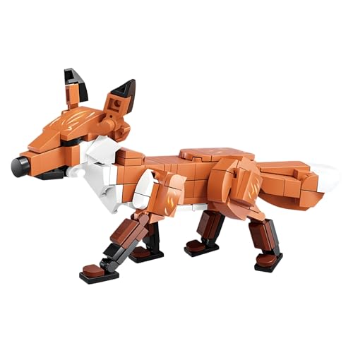 PlayExquizen Fuchs Bausteine Bausatz, 155 Teile Wildtiere Klemmbausteine, Kreative Tier Bausteine, Zoos Modell Spielzeug für Kinder, Partygeschenke, Dekoration, Geschenke für Kinder und Erwachsene von PlayExquizen