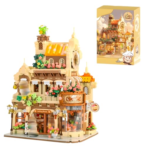 PlayExquizen Gemütliches Bäckerei Haus Baustein Bausatz, 1547 Stück Bäckerei Architektur Klemmbausteine Sammel Modell, Büro & Heimdekor, Geschenke für Erwachsene und Kinder von PlayExquizen
