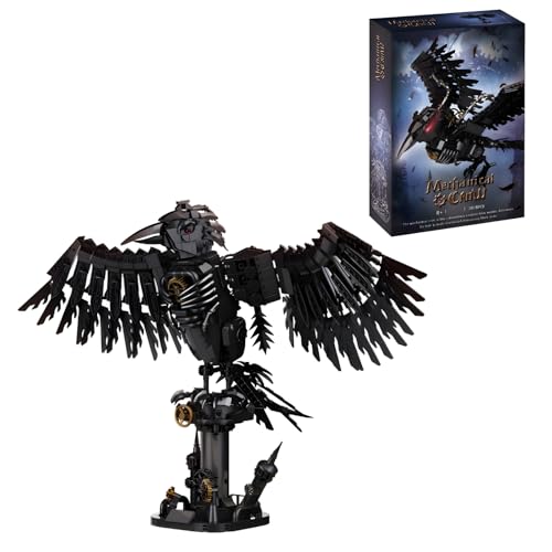 PlayExquizen Kreative Mechanische Krähe Tier Baustein Bausatz, 1018 Teile Mechanisches Krähen Display Bausteine Spielzeug, Büro Heim Dekoration Sammlerstücke, Geschenk für Erwachsene und Kinder von PlayExquizen