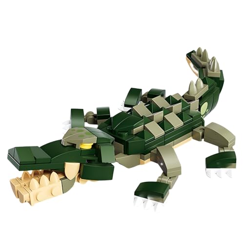 PlayExquizen Krokodil Bausteine Bausatz, 172 Teile Wildtiere Klemmbausteine, Kreative Tier Bausteine, Zoos Modell Spielzeug für Kinder, Partygeschenke, Dekoration, Geschenke für Kinder und Erwachsene von PlayExquizen