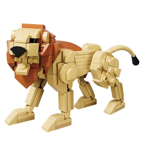 PlayExquizen Löwe Bausteine Bausatz, 161 Teile Wildtiere Klemmbausteine, Kreative Tier Bausteine, Zoos Modell Spielzeug für Kinder, Partygeschenke, Dekoration, Geschenke für Kinder und Erwachsene von PlayExquizen