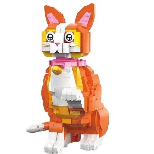 PlayExquizen Mini Bausteine Spielzeug Katze, 835 Teile Lucy Katze Tier Klemmbausteine Bausatz, MOC Custom Kätzche Bausteine Bausatz, Konstruktionsspielzeug Nicht Kompatibel mit Wichtigen Marken von PlayExquizen