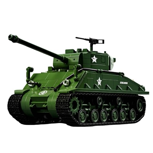 PlayExquizen Panzer Bausteine Bausatz, 1682 Teile USA Militär M4 Sherman Panzer Modell, Klemmbausteine Hauptkampfpanzer Modellbausatz Konstruktion Bauset für Kinder Erwachsene von PlayExquizen