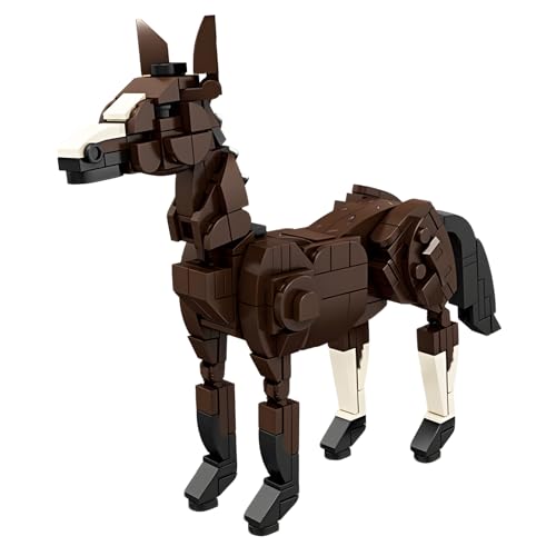 PlayExquizen Pferd Bausteine, 254 Teile Wildtier Klemmbausteine, Tier Bausteine Bausatz, Zoo Modell Spielzeug Baustein, Partygeschenke, Dekoration, Kreative Tiergeschenke für Erwachsene und Kinder von PlayExquizen