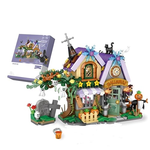 PlayExquizen Straßenbild Haunted House Mini Bausteine Modell, 765 Teile DIY Halloween Haus Bausteine Bausatz, Konstruktions Baustein, Büro Heim Dekoration, Geschenke für Erwachsene und Kinder PlayExquizen Straßenbild Haunted House Mini Bausteine Modell, 765 Teile DIY Halloween Haus Bausteine Bausatz, Konstruktions Baustein, Büro Heim Dekoration, Geschenke für Erwachsene und Kinder von PlayExquizen