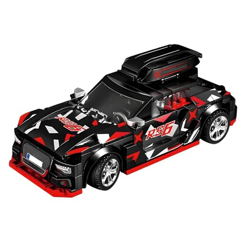 PlayExquizen Technik Sportwagen Klemmbausteine, RS6 Rennwagen Bausteine Bausatz Spielzeug, 338 Teile Supersportwagen Bausteine Sammelmodell, Geschenk für Erwachsene und Kinder von PlayExquizen