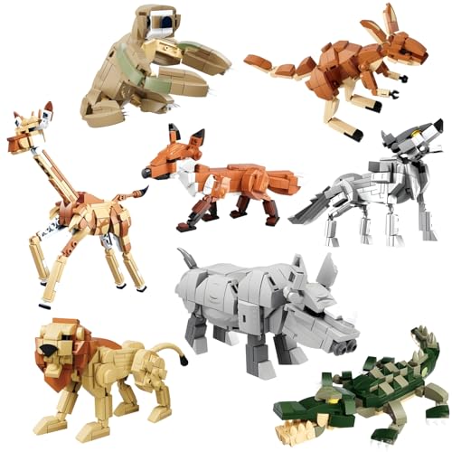 PlayExquizen Wildtiere Bausteine Bausatz, Giraffe, Füchse, Krokodile, Kängurus, Wölfe, Faultiere, Löwen, Nashörner, DIY-Bauspielzeug mit Tiere, Zoo Klemmbausteine, Geschenke für Kinder und Erwachsene PlayExquizen Wildtiere Bausteine Bausatz, Giraffe, Füchse, Krokodile, Kängurus, Wölfe, Faultiere, Löwen, Nashörner, DIY-Bauspielzeug mit Tiere, Zoo Klemmbausteine, Geschenke für Kinder und Erwachsene von PlayExquizen