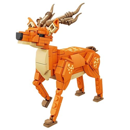 Sikahirsch Bausteine, 230 Teile Wildtier Klemmbausteine, Tier Bausteine Bausatz, Zoo Modell Spielzeug Baustein, Partygeschenke, Dekoration, Kreative Tiergeschenke für Erwachsene und Kinder von PlayExquizen