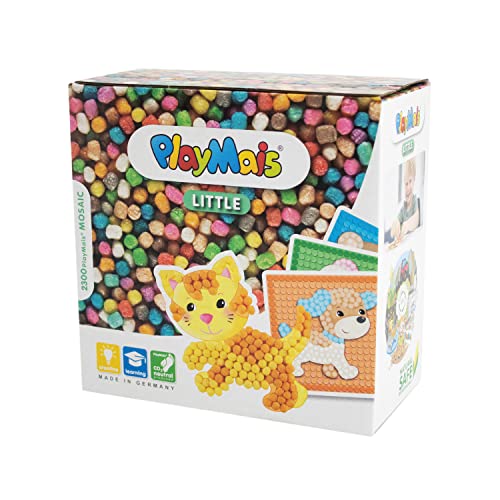 PlayMais Mosaic Little Friends Kreativ-Set zum Basteln für Kinder ab 3 Jahren | Über 2.300 Stück & 6 Mosaik Klebebilder mit süßen Tieren | Fördert Kreativität & Feinmotorik | Natürliches Spielzeug von PlayMais