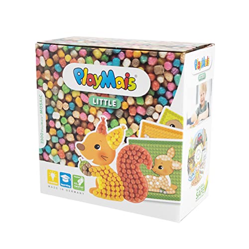 PlayMais Mosaic Little Forest Kreativ-Set zum Basteln für Kinder ab 3 Jahren | Über 2.300 Stück & 6 Mosaik Klebebilder mit Waldtieren | Fördert Kreativität & Feinmotorik | Natürliches Spielzeug von PlayMais