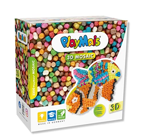 PlayMais 3D Mosaic Fisch Kreativ-Set zum Basteln für Kinder ab 3 Jahren | Über 2.300 Stück & 3D Vorlagen | Fördert Kreativität & Feinmotorik | Natürliches Spielzeug von PlayMais