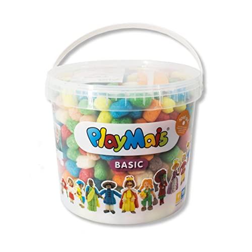PlayMais Basic 500 Bastelset für Kinder ab 3 Jahren | Basteleimer mit über 500 Stück zum Basteln | Natürliches Spielzeug | Fördert Kreativität & Motorik | Geschenk für Mädchen & Jungen von PlayMais